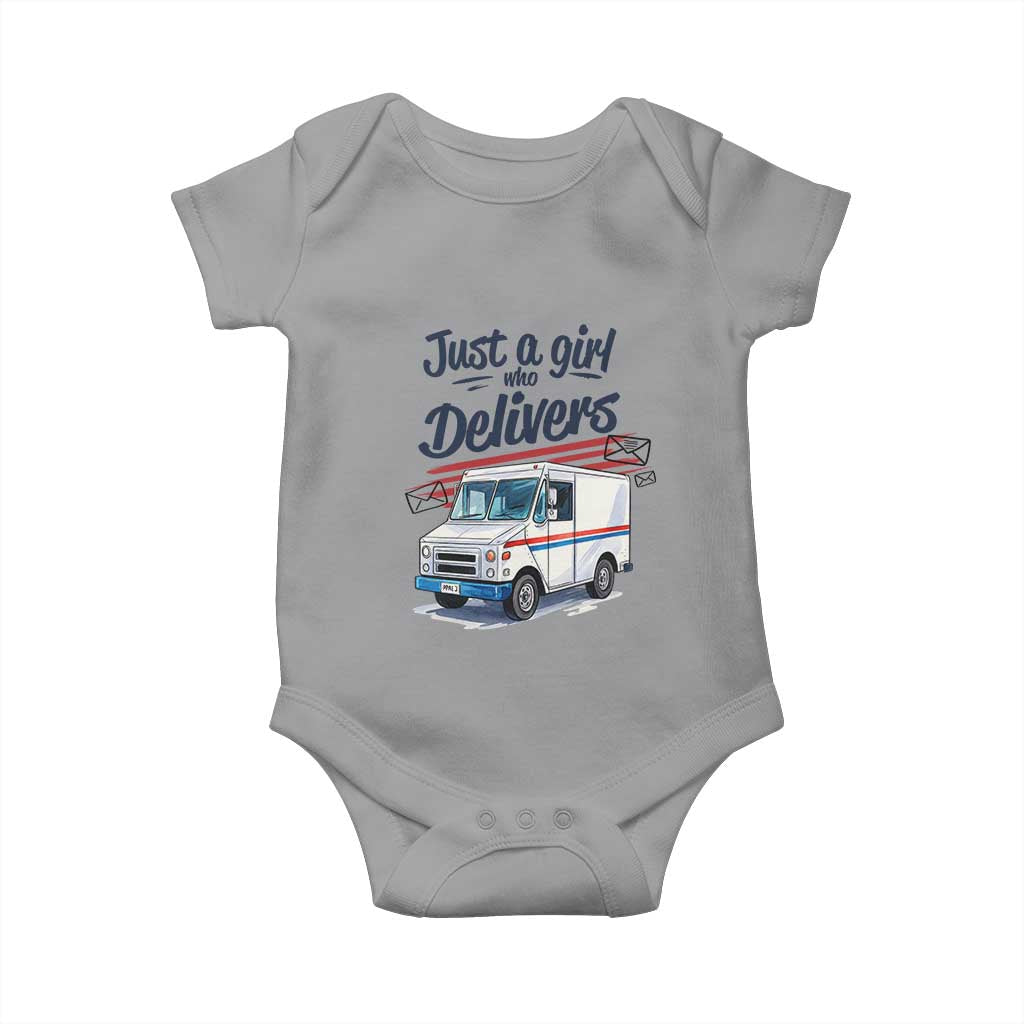 Funny Postal Worker Baby Onesie Just A Girl Who Delivers TS14 Sport Gray Print Your Wear