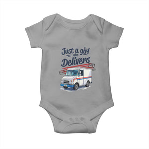 Funny Postal Worker Baby Onesie Just A Girl Who Delivers TS14 Sport Gray Print Your Wear