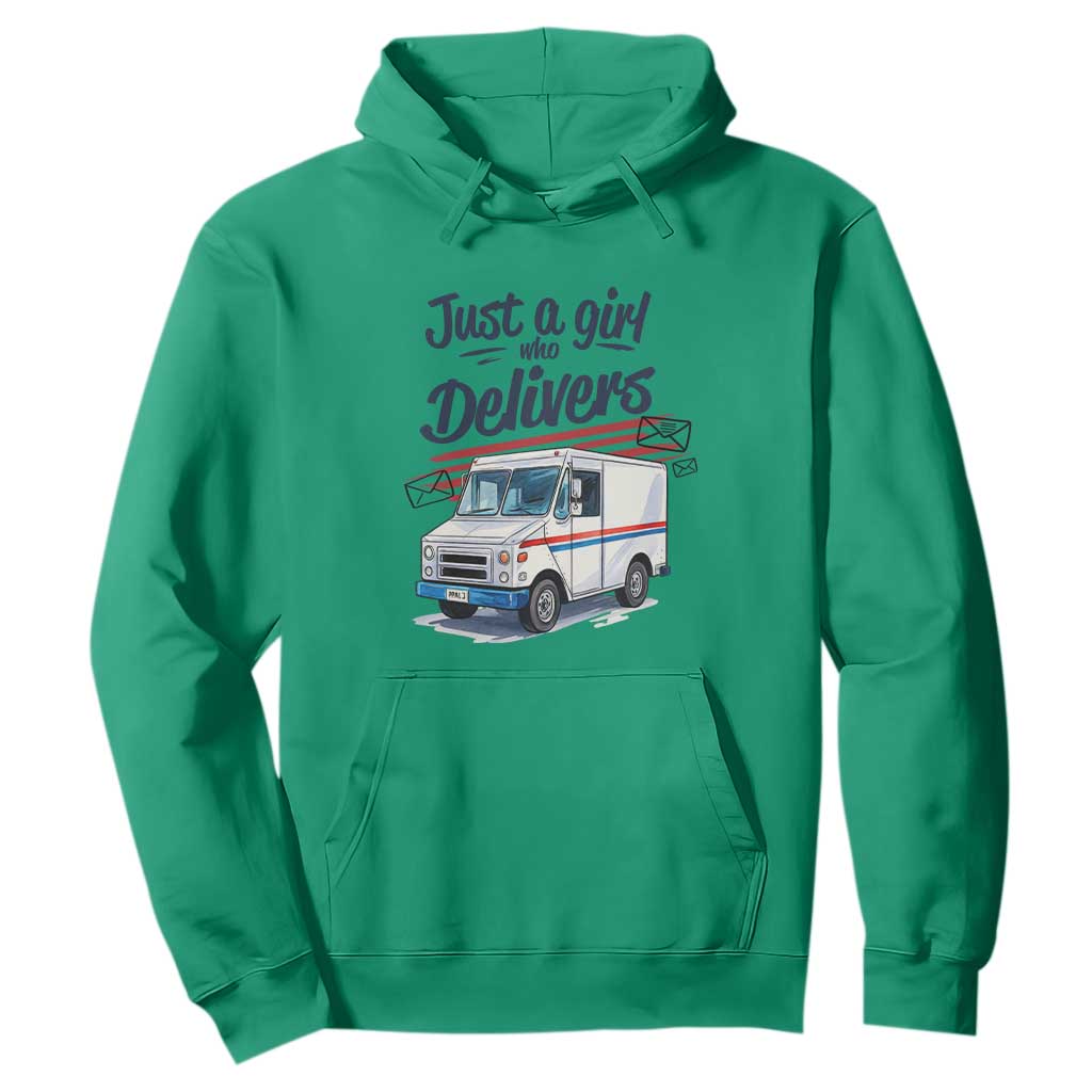Funny Postal Worker Hoodie Just A Girl Who Delivers TS14 Irish Green Print Your Wear