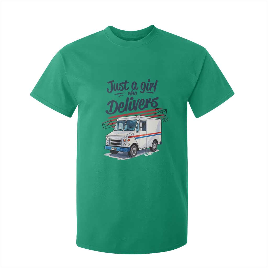 Funny Postal Worker T Shirt For Kid Just A Girl Who Delivers TS14 Irish Green Print Your Wear