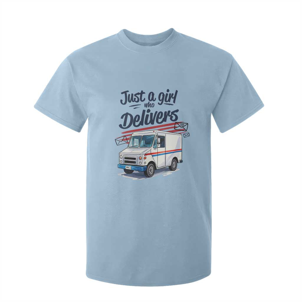 Funny Postal Worker T Shirt For Kid Just A Girl Who Delivers TS14 Light Blue Print Your Wear