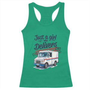 Funny Postal Worker Racerback Tank Top Just A Girl Who Delivers TS14 Irish Green Print Your Wear
