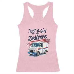 Funny Postal Worker Racerback Tank Top Just A Girl Who Delivers TS14 Light Pink Print Your Wear