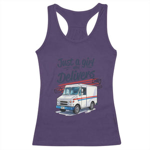 Funny Postal Worker Racerback Tank Top Just A Girl Who Delivers TS14 Purple Print Your Wear