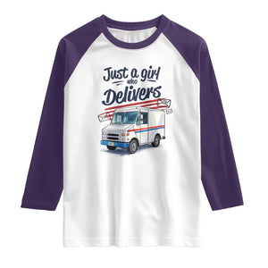 Funny Postal Worker Raglan Shirt Just A Girl Who Delivers TS14 White Purple Print Your Wear
