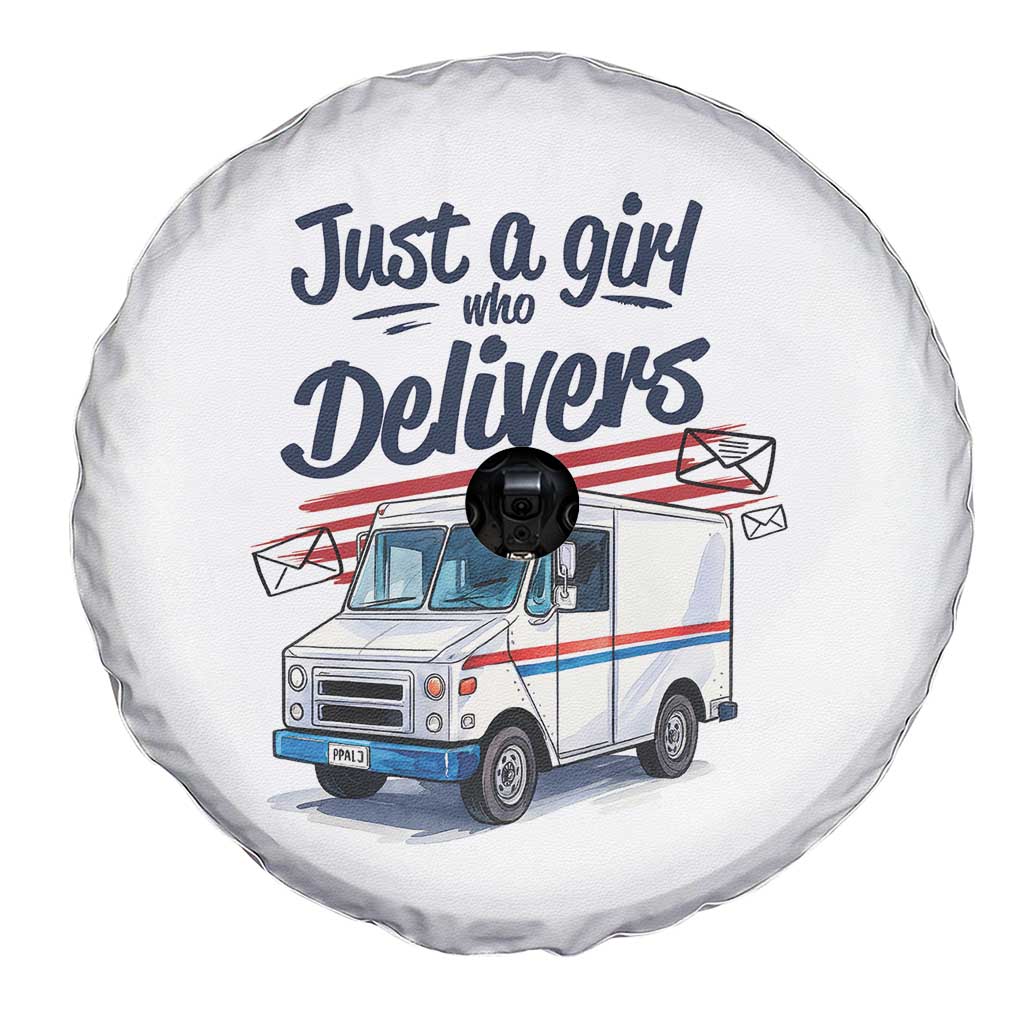 Funny Postal Worker Spare Tire Cover Just A Girl Who Delivers TS14 Print Your Wear