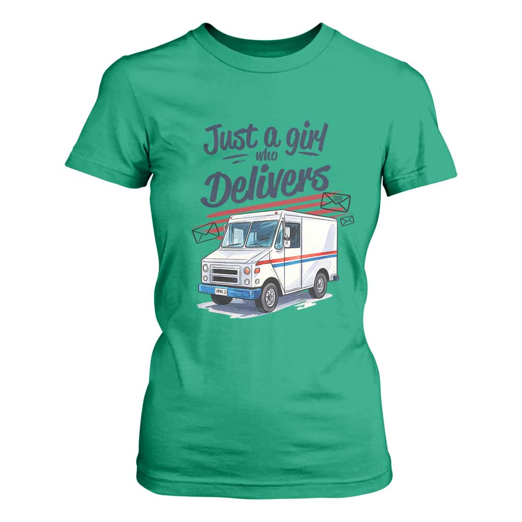 Funny Postal Worker T Shirt For Women Just A Girl Who Delivers TS14 Irish Green Print Your Wear