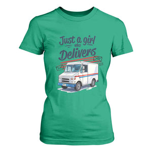 Funny Postal Worker T Shirt For Women Just A Girl Who Delivers TS14 Irish Green Print Your Wear