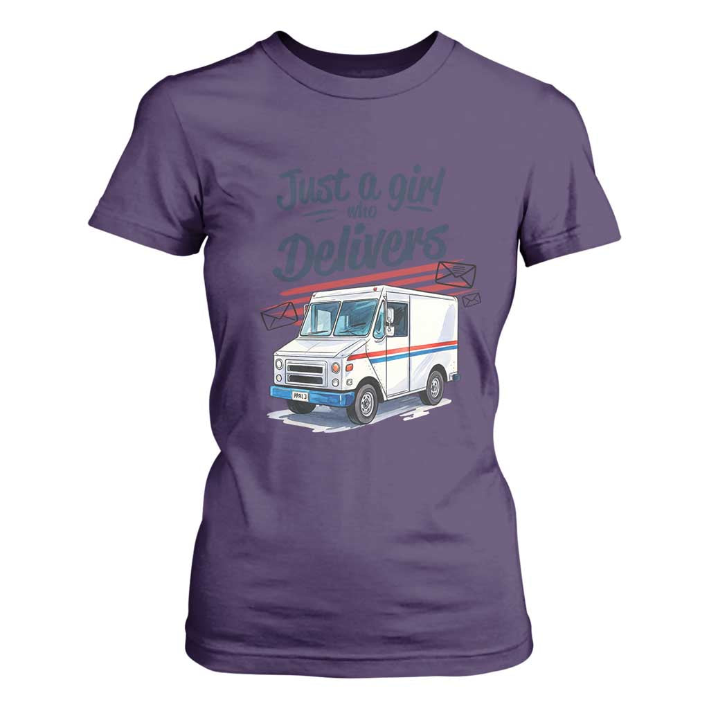 Funny Postal Worker T Shirt For Women Just A Girl Who Delivers TS14 Purple Print Your Wear