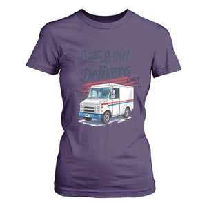 Funny Postal Worker T Shirt For Women Just A Girl Who Delivers TS14 Purple Print Your Wear