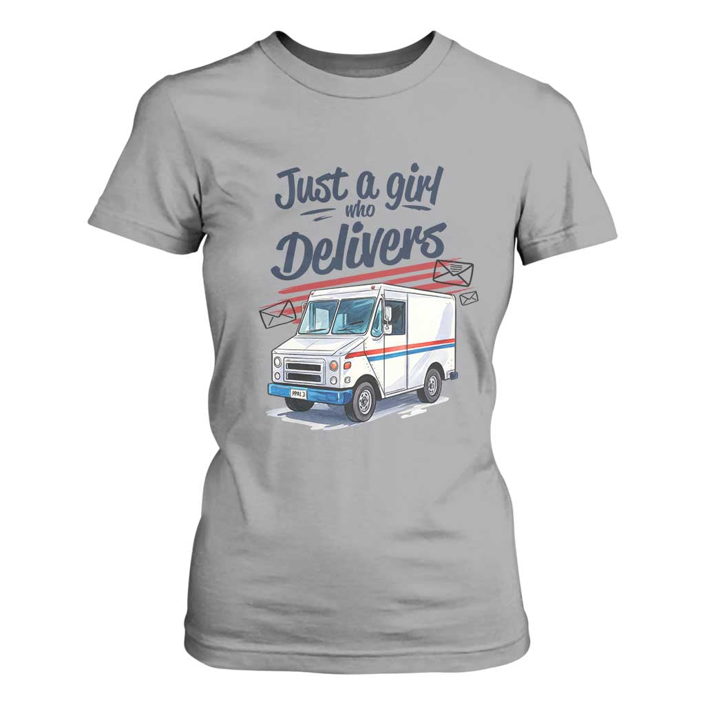 Funny Postal Worker T Shirt For Women Just A Girl Who Delivers TS14 Sport Gray Print Your Wear