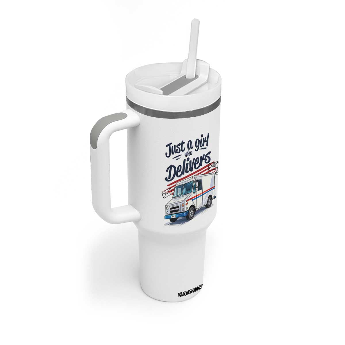 Funny Postal Worker Tumbler With Handle Just A Girl Who Delivers TS14 Print Your Wear