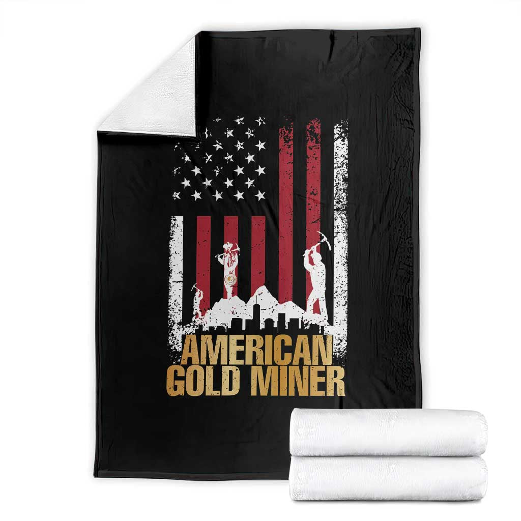 Gold Miner Patriotic American Flag Throw Blanket TS14 Black Print Your Wear