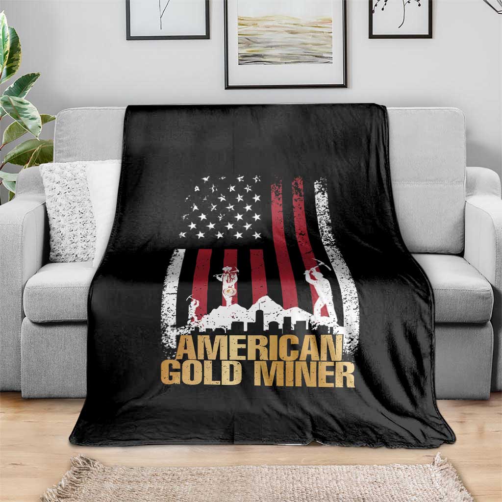 Gold Miner Patriotic American Flag Throw Blanket TS14 Print Your Wear