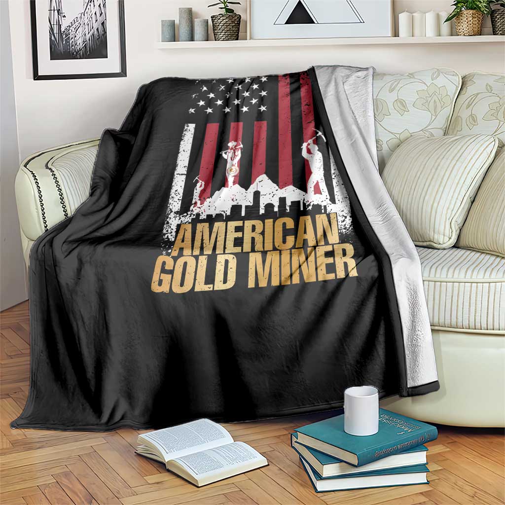 Gold Miner Patriotic American Flag Throw Blanket TS14 Print Your Wear