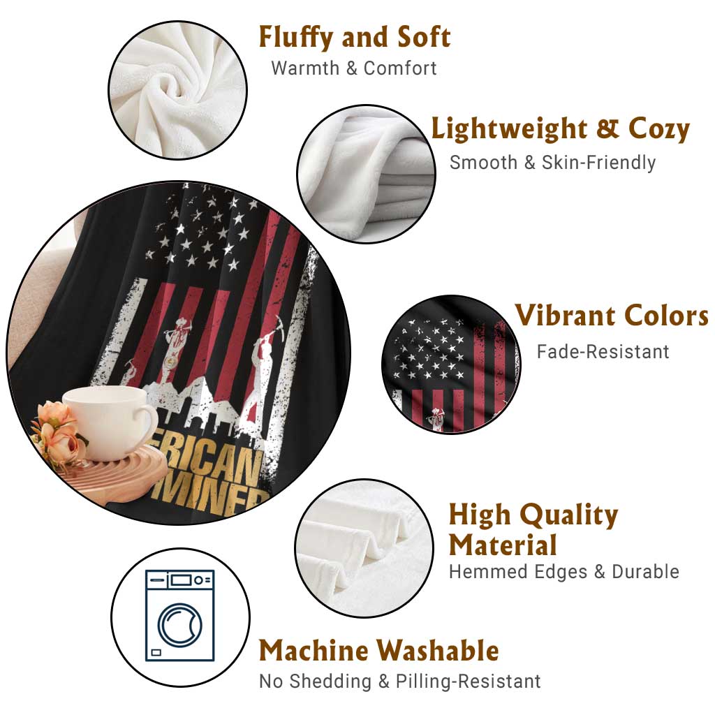 Gold Miner Patriotic American Flag Throw Blanket TS14 Print Your Wear