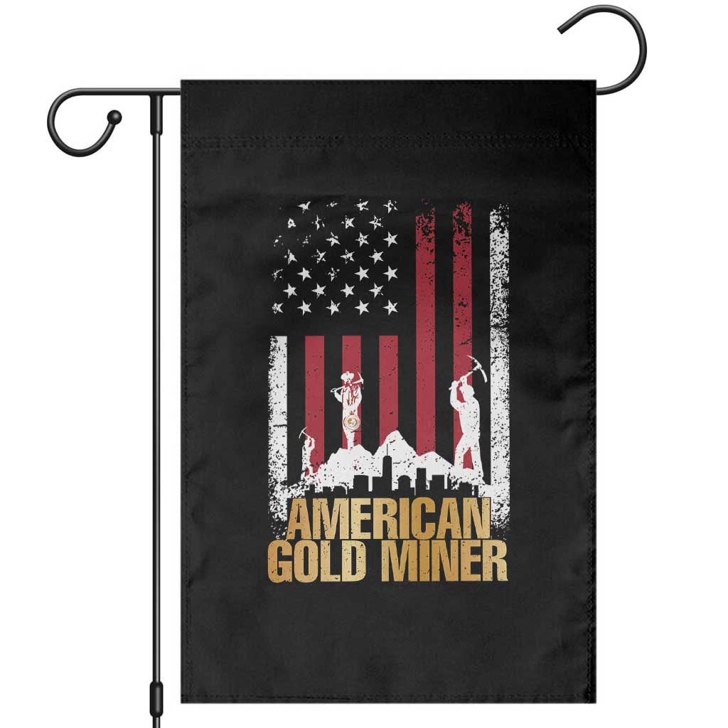Gold Miner Patriotic American Flag Garden Flag TS14 Black Print Your Wear