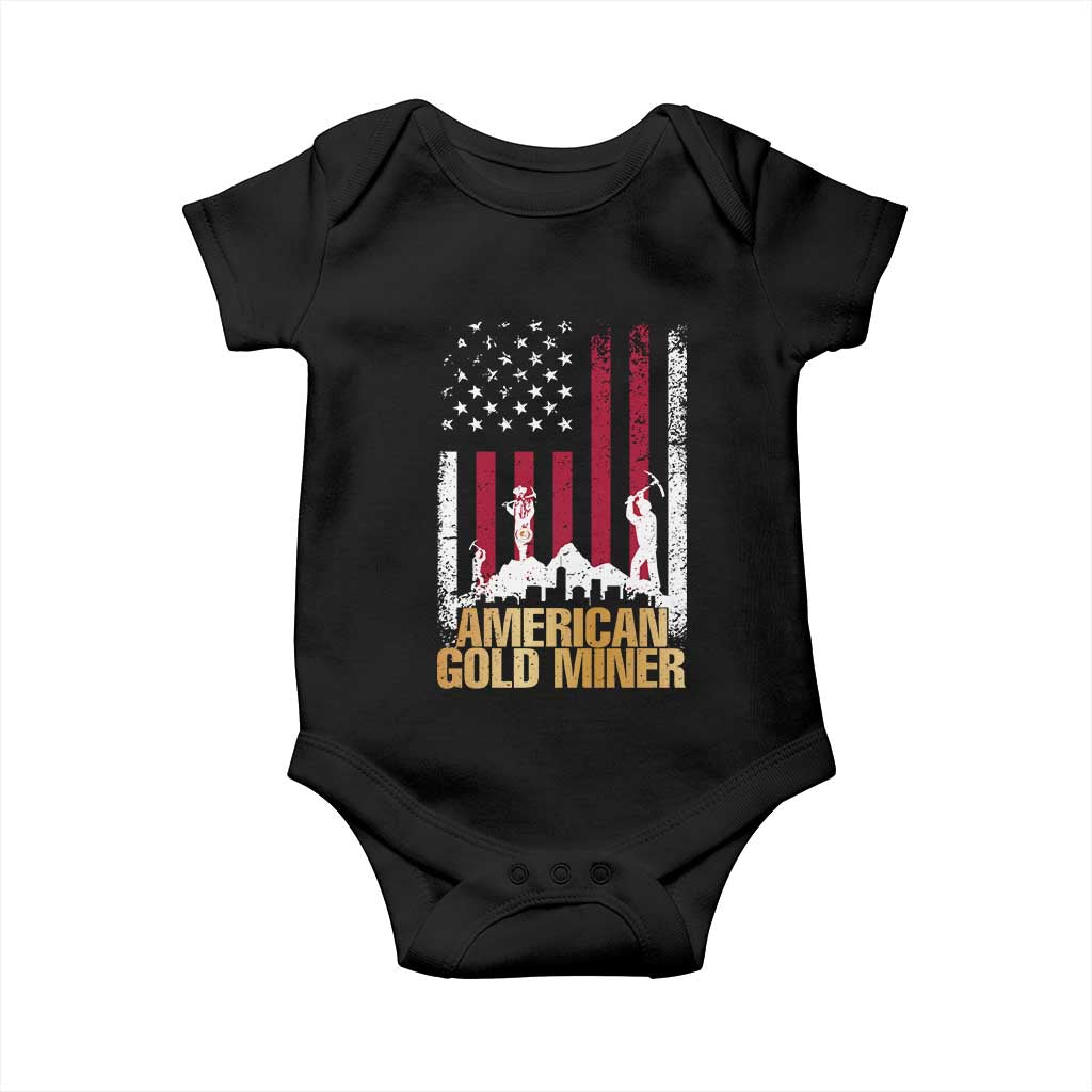 Gold Miner Patriotic American Flag Baby Onesie TS14 Black Print Your Wear