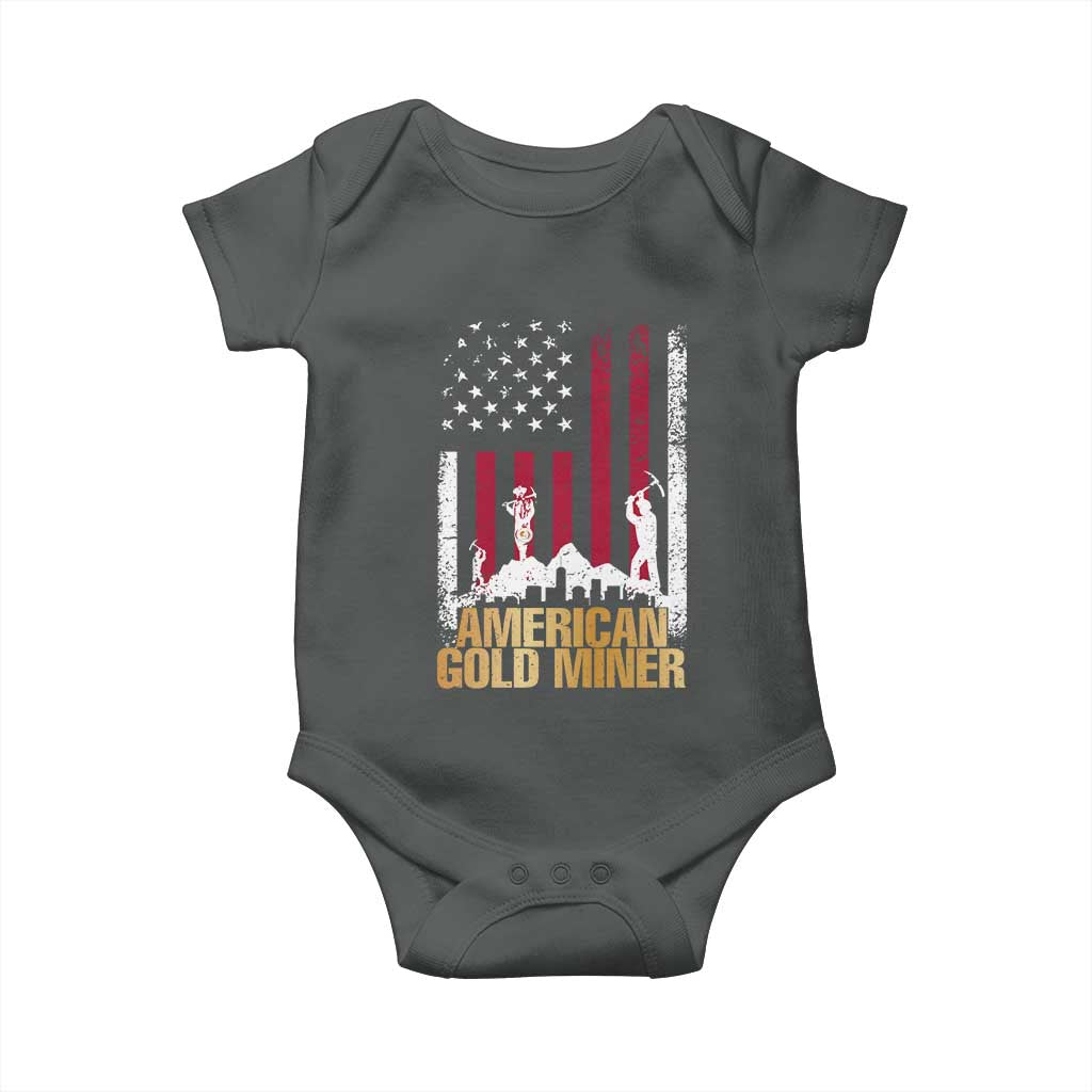 Gold Miner Patriotic American Flag Baby Onesie TS14 Dark Heather Print Your Wear