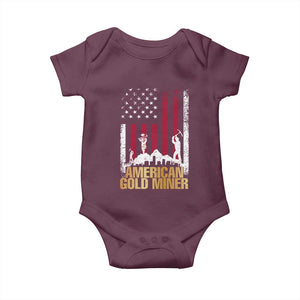 Gold Miner Patriotic American Flag Baby Onesie TS14 Maroon Print Your Wear