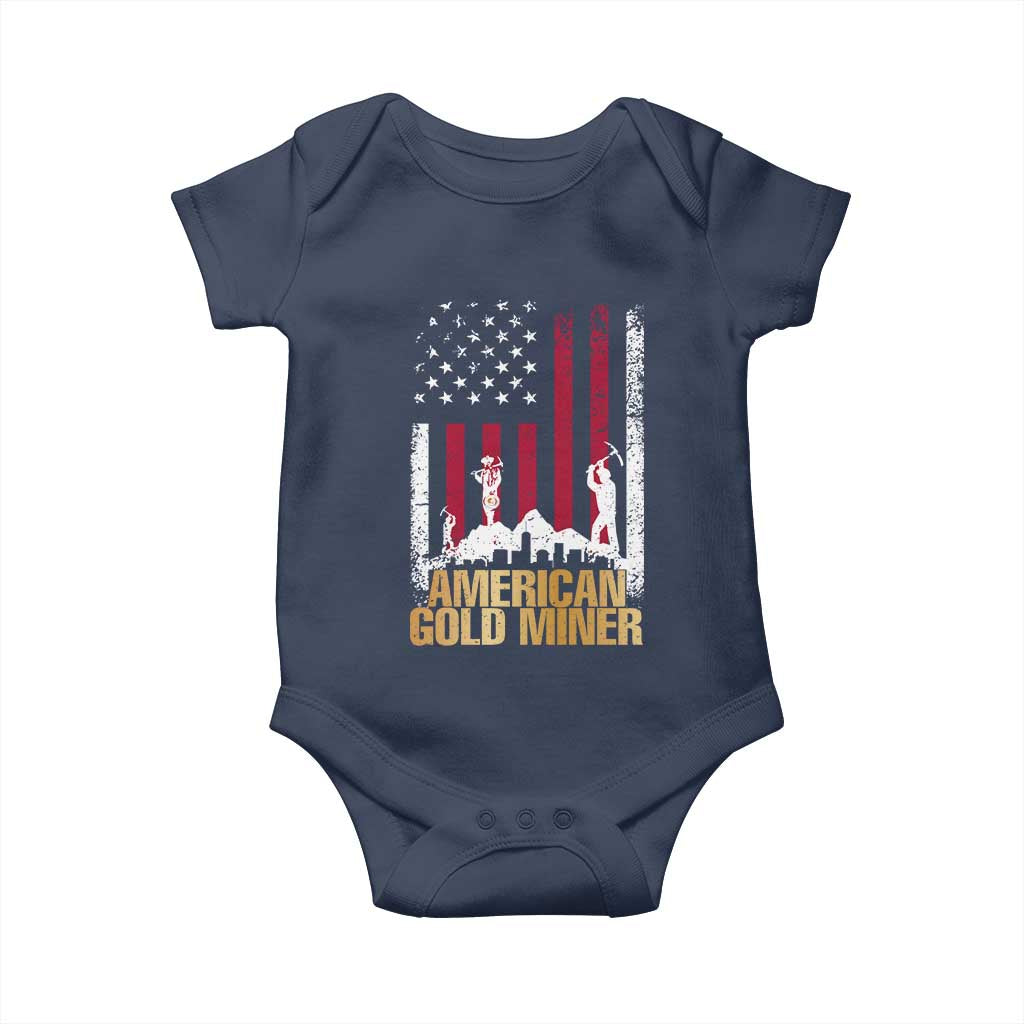 Gold Miner Patriotic American Flag Baby Onesie TS14 Navy Print Your Wear