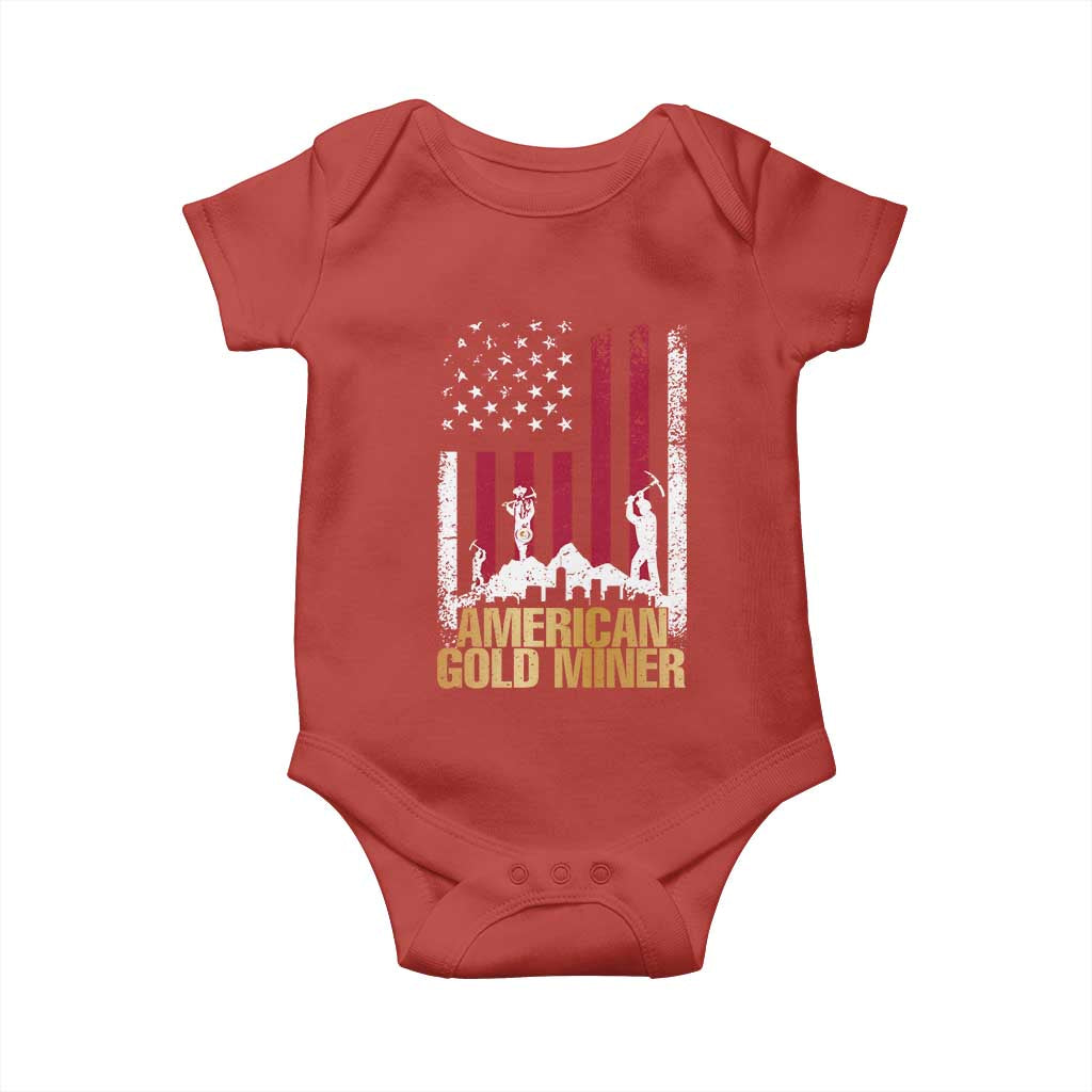 Gold Miner Patriotic American Flag Baby Onesie TS14 Red Print Your Wear
