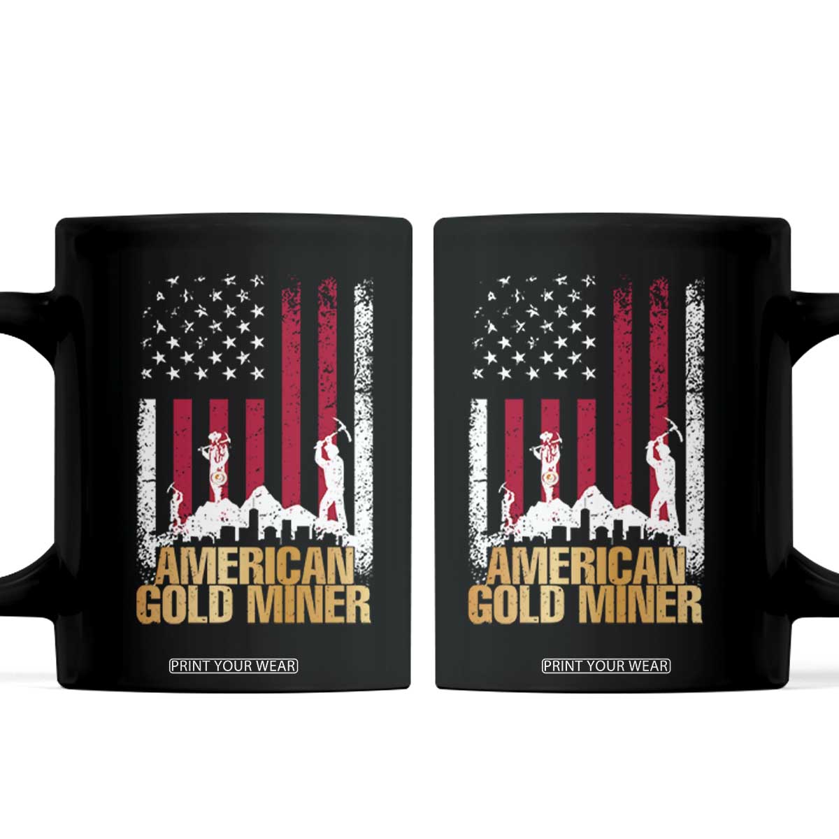 Gold Miner Patriotic American Flag Coffee Mug TS14 Black Print Your Wear