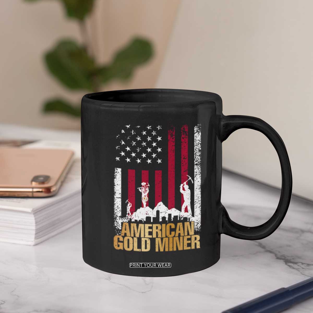 Gold Miner Patriotic American Flag Coffee Mug TS14 Print Your Wear