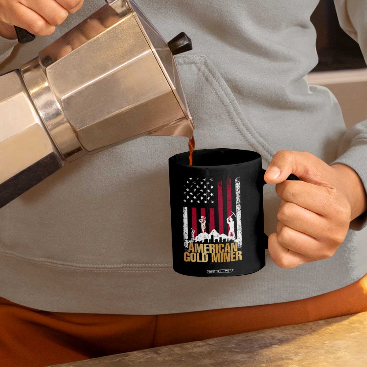 Gold Miner Patriotic American Flag Coffee Mug TS14 Print Your Wear