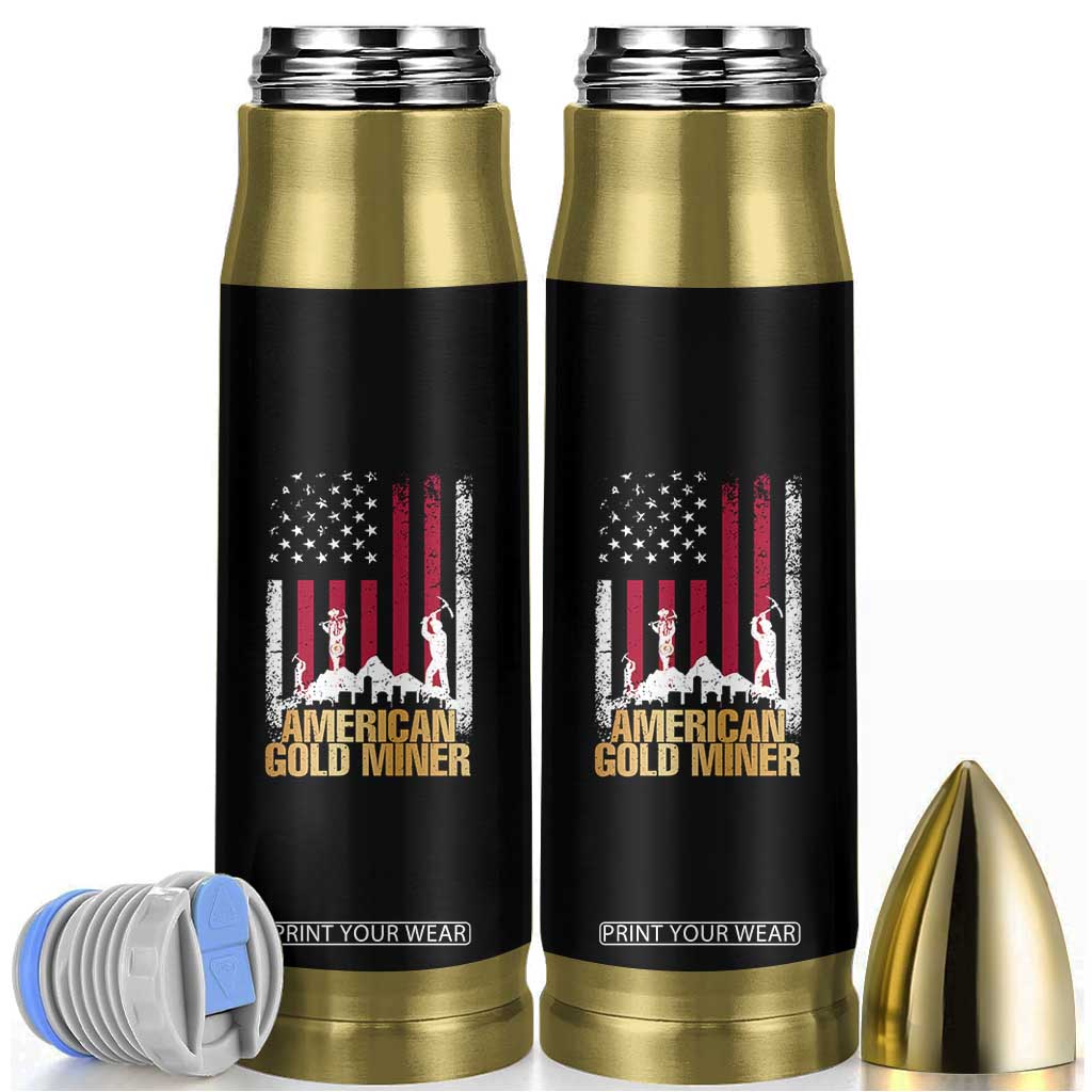 Gold Miner Patriotic American Flag Bullet Tumbler TS14 Black Print Your Wear