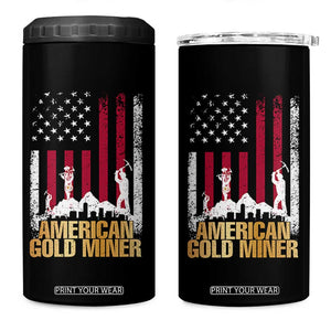 Gold Miner Patriotic American Flag 4 in 1 Can Cooler Tumbler TS14 One Size: 16 oz Black Print Your Wear