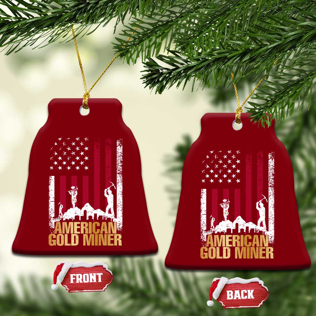 Gold Miner Patriotic American Flag Ceramic Ornament TS14 Print Your Wear