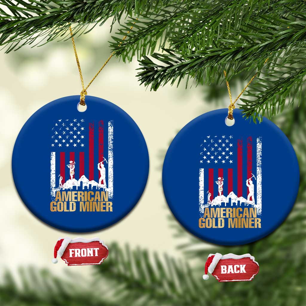 Gold Miner Patriotic American Flag Ceramic Ornament TS14 1pc Blue Print Your Wear