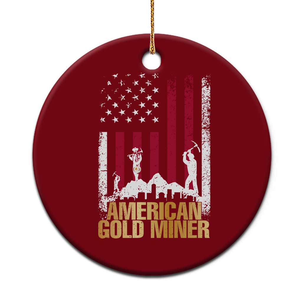 Gold Miner Patriotic American Flag Ceramic Ornament TS14 1pc Red Print Your Wear