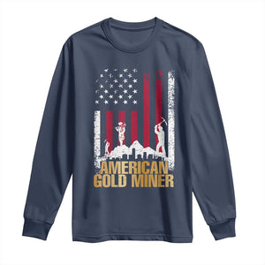 Gold Miner Patriotic American Flag Long Sleeve Shirt TS14 Navy Print Your Wear