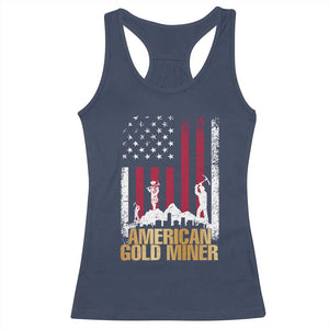 Gold Miner Patriotic American Flag Racerback Tank Top TS14 Navy Print Your Wear