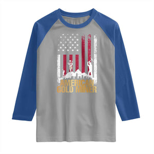 Gold Miner Patriotic American Flag Raglan Shirt TS14 Sport Gray Royal Print Your Wear