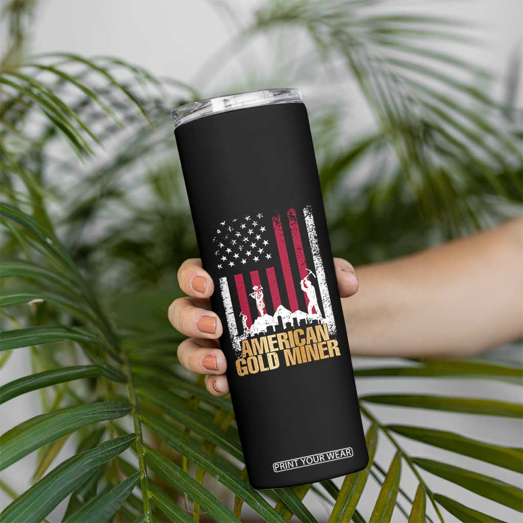 Gold Miner Patriotic American Flag Skinny Tumbler TS14 Print Your Wear