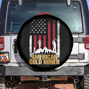 Gold Miner Patriotic American Flag Spare Tire Cover TS14 No hole Black Print Your Wear