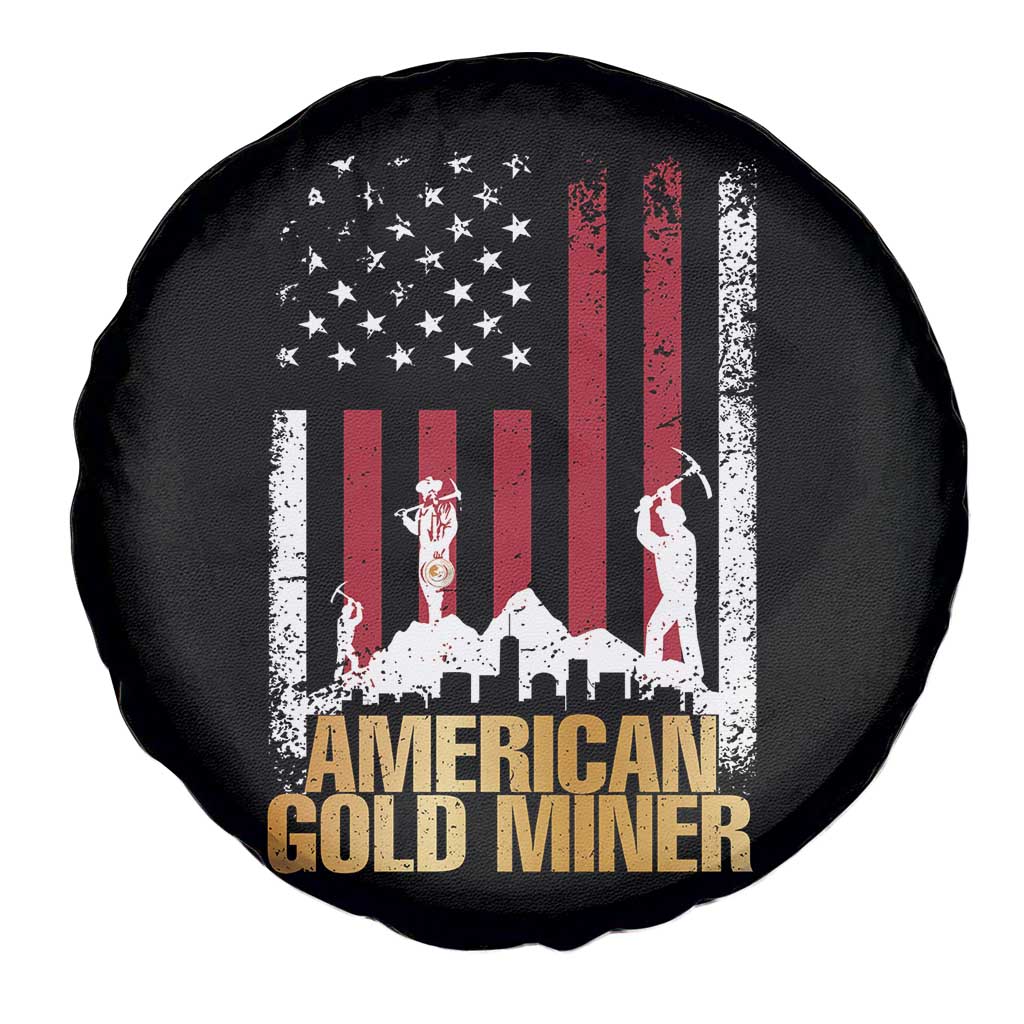 Gold Miner Patriotic American Flag Spare Tire Cover TS14 Print Your Wear