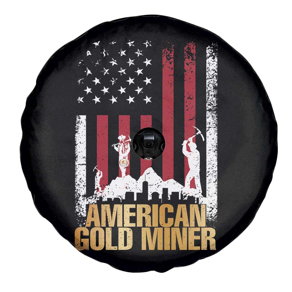 Gold Miner Patriotic American Flag Spare Tire Cover TS14 Print Your Wear