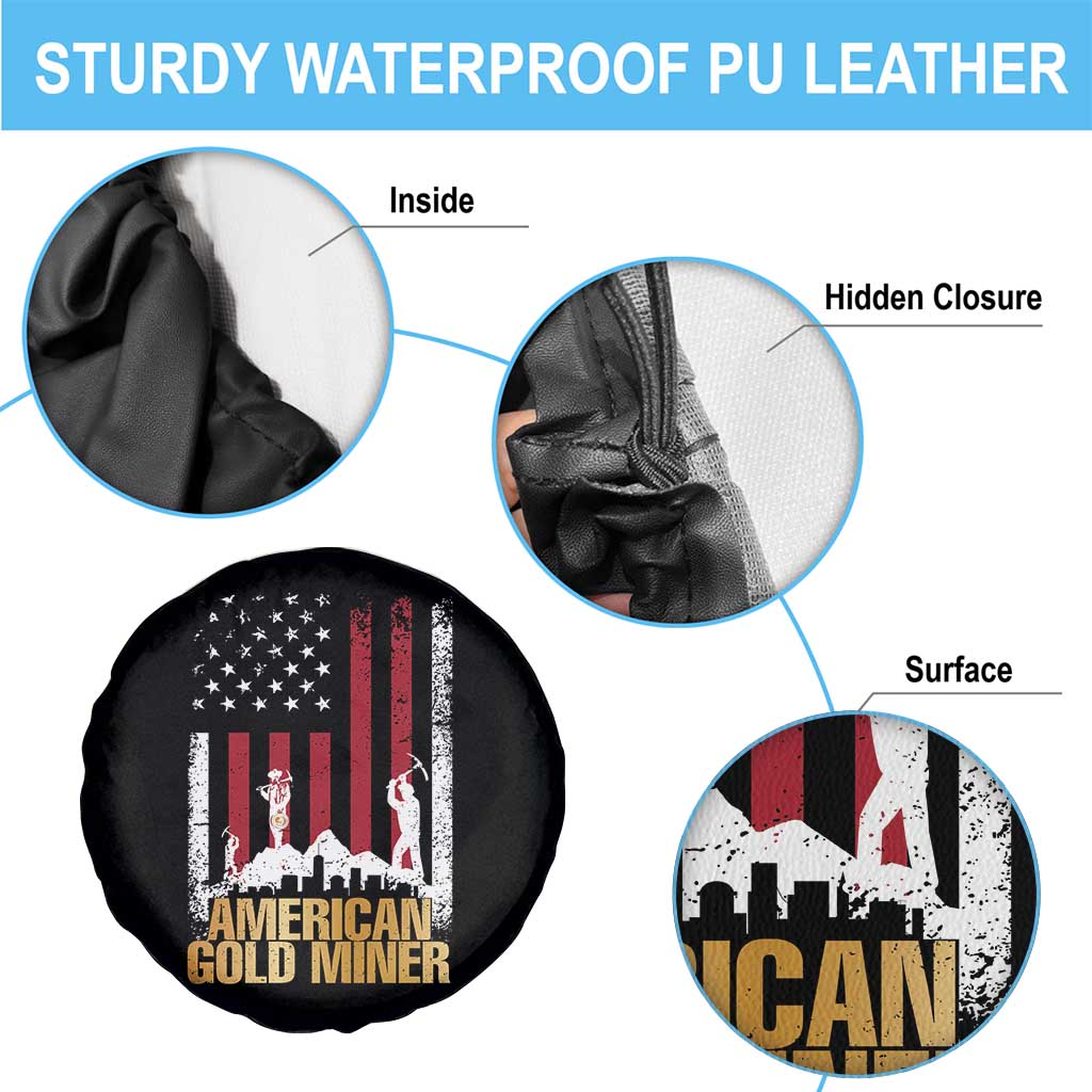 Gold Miner Patriotic American Flag Spare Tire Cover TS14 Print Your Wear