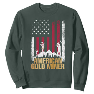 Gold Miner Patriotic American Flag Sweatshirt TS14 Dark Forest Green Print Your Wear