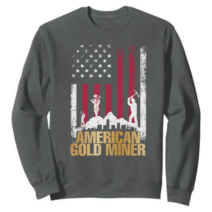 Gold Miner Patriotic American Flag Sweatshirt TS14 Dark Heather Print Your Wear