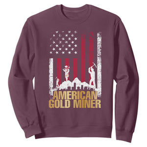 Gold Miner Patriotic American Flag Sweatshirt TS14 Maroon Print Your Wear