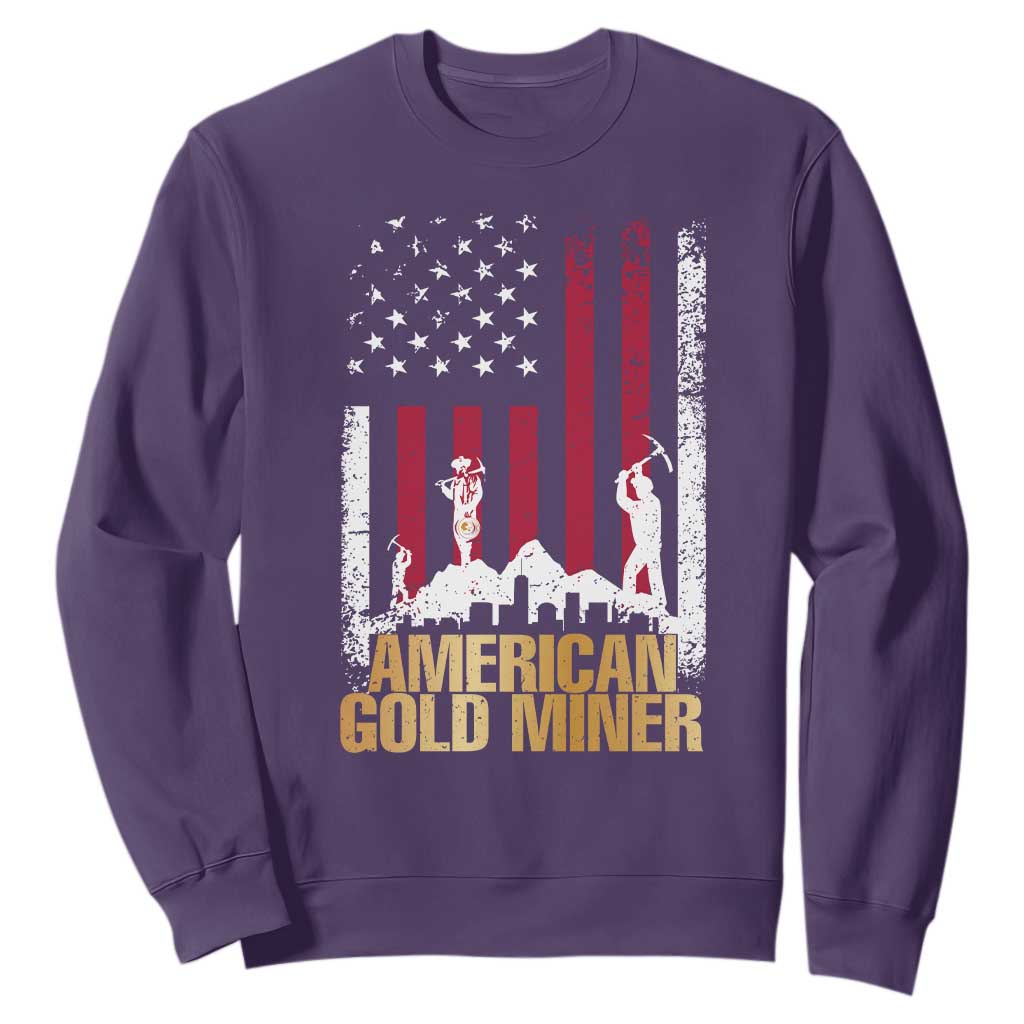 Gold Miner Patriotic American Flag Sweatshirt TS14 Purple Print Your Wear