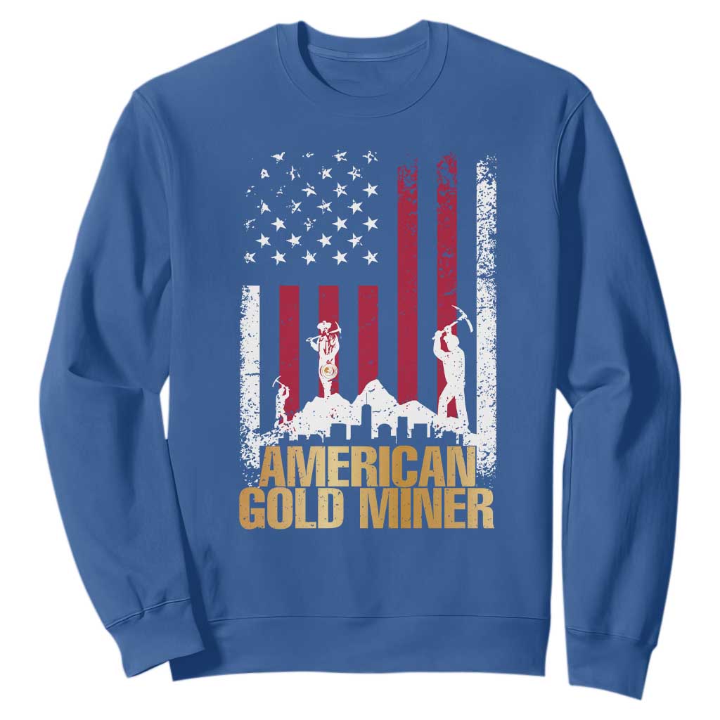 Gold Miner Patriotic American Flag Sweatshirt TS14 Royal Blue Print Your Wear