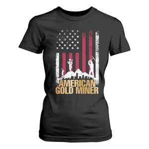 Gold Miner Patriotic American Flag T Shirt For Women TS14 Black Print Your Wear