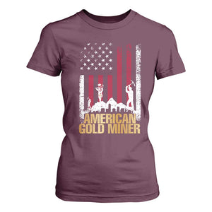 Gold Miner Patriotic American Flag T Shirt For Women TS14 Maroon Print Your Wear