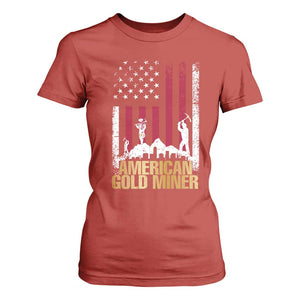 Gold Miner Patriotic American Flag T Shirt For Women TS14 Red Print Your Wear